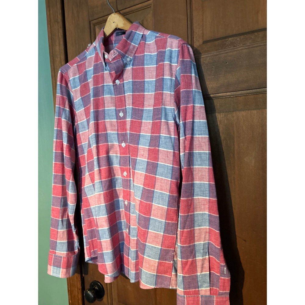 J.Crew Homespun Slim Fit Plaid Button Down Shirt Mens Medium‎ Red Blue Check